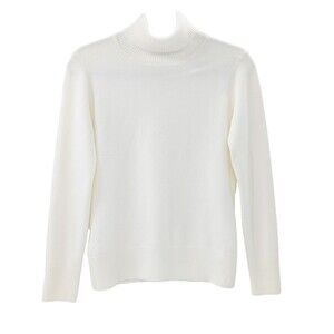French Connection White Ivory Solid Long Sleeve Turtleneck Sweater Size Small